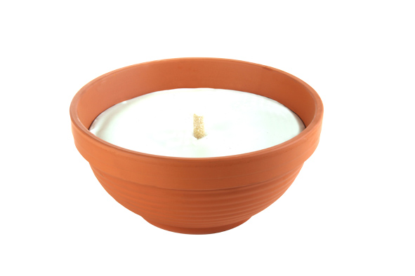 Terracotta kaars ivoor 25 x 12 cm