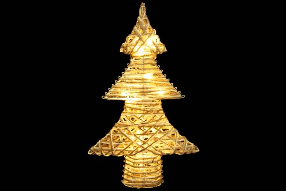 Kerstboom gevlochten wilgentak wit 34 x 8 x 50 cm met glitter
