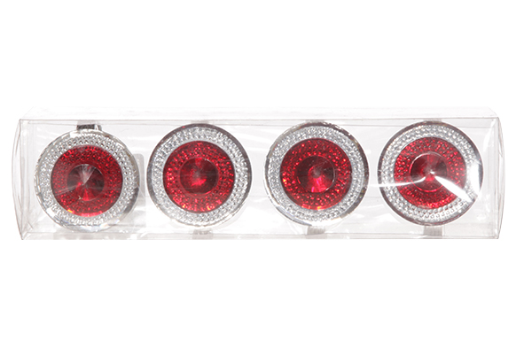 Set van 4 servetring Diamant rond rood hars 4 x 4 x 4 cm