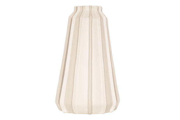 Moderne vaas crème keramiek 16 x 16 x 26 cm