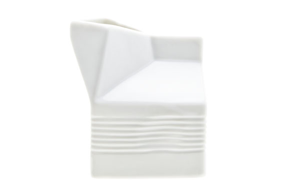 Melkkan in baksteenvorm, wit, 7 x 7 x 9,5 cm, porselein