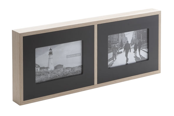 Pell Mell 2 foto's 10 x 15 cm hout naturel/zwart 45 x 18 x 4 cm
