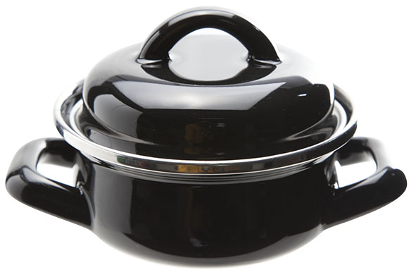 Serveerpot zwart email Ø 10 cm 300 ml