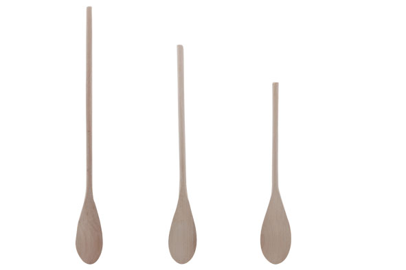 Houten lepels esdoorn, set van 3, 25-30-35 cm