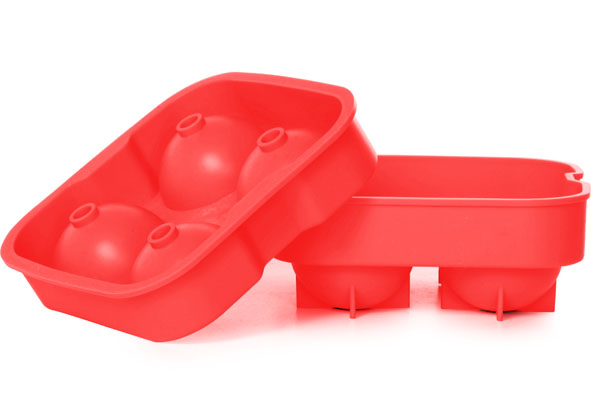 IJsblokhouder rood set van 4 Ø 4,5 cm silicone