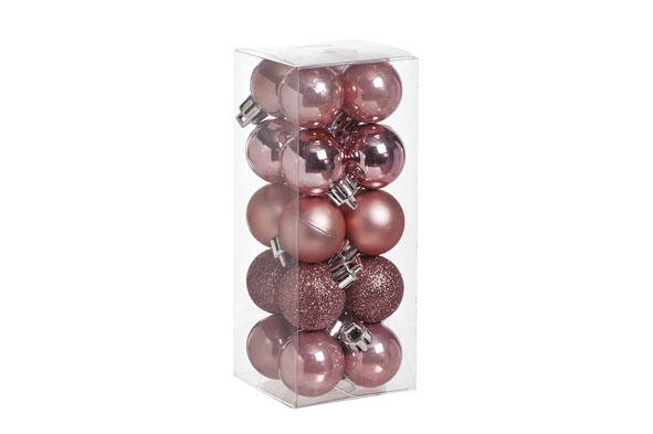 Kerstbal set van 20 mix roze D 3 cm kunststof