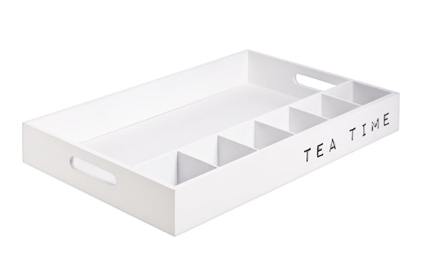 Tea Time dienblad hout wit 45 x 6 x 30 cm
