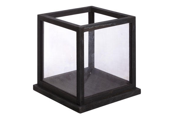 Windlicht hout glas bruin Ø 28 cm