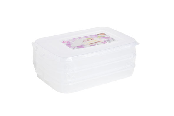 Vleeswarendoos set van 3 0,8 l met deksel 16 x 25,5 x 9,5 cm