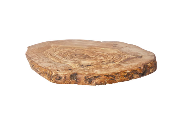 Organic Wood serveerplank rond olijfoliehout 22.7 x 21.5 x 2 cm