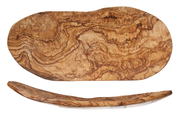 Organic Wood fruitschaal plat olijfhout 34 x 16 x 6,5 cm