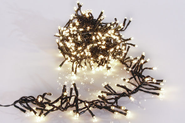 Playlight Firecracker LED-snoer 2,8 m, 240 lampjes, warm wit, groen draad, 24 V