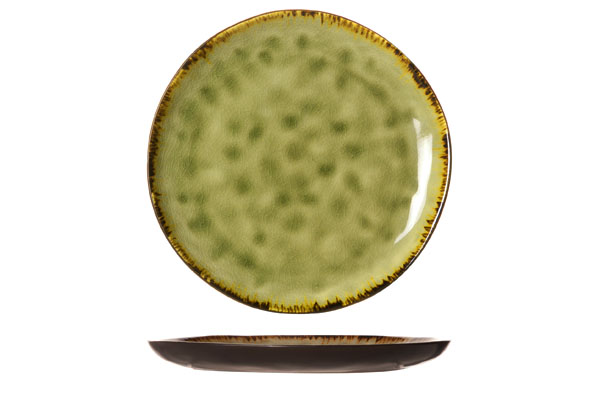 Mossa dessertbord groen steengoed 20,5 cm
