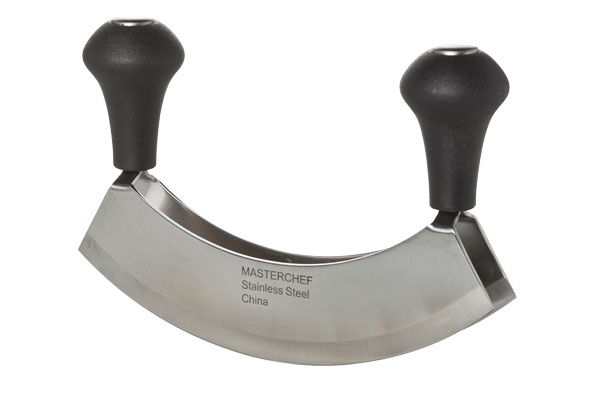 Hakmes dubbel mes 18 cm, inox, handvat PP zwart, met mescover