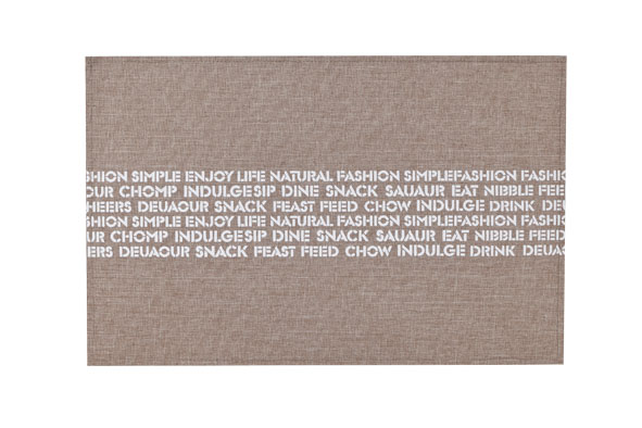 Placemat van pvc bruin met witte tekst 45 x 30 cm