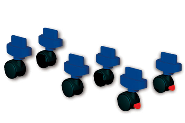 Set van 4 wielen voor luchtdichte opbergdoos blauw 23 x 17 x 11,5 cm
