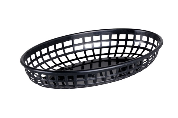 Panier à hamburger, lot de 6, noir, 23 x 14 cm, hauteur 4 cm