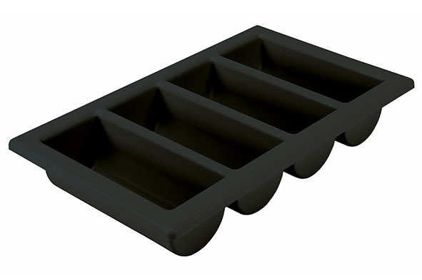 Gastro bestekbak 1/1 4 vakken zwart