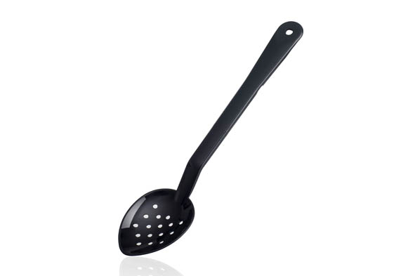 Geperforeerde opscheplepel, zwart, polypropyleen, 33 cm