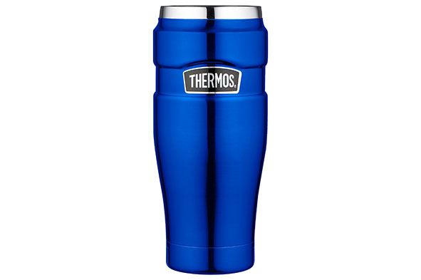 King tumbler metallic blauw roestvrij staal 470 ml 8,5 x 8,5 x 20 cm