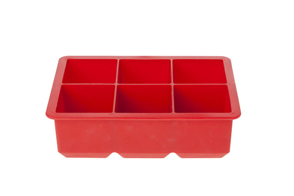 Ijsblokhouder kubus, rood, 6 stuks, 16 x 11 x 5 cm, silicone