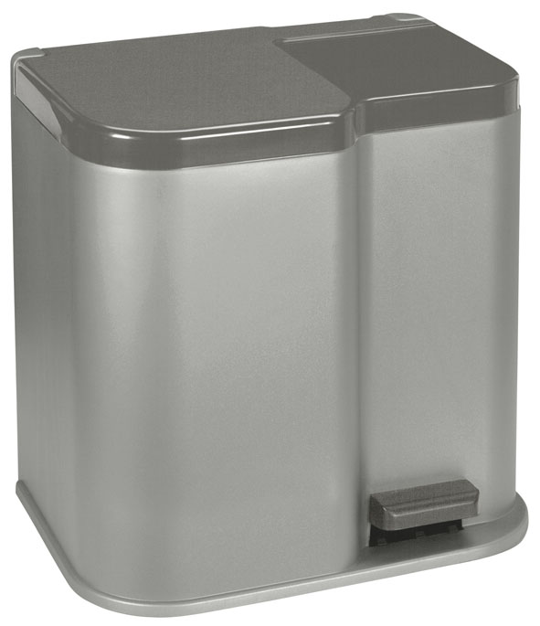 Duo Pedaleimer 14 l und 7 l, silber-anthrazit, 30 x 41 x 42 cm