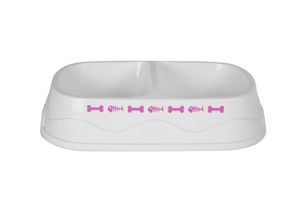 Pet dubbele eetbak 31 x 19 x 8 cm, 1,4 l