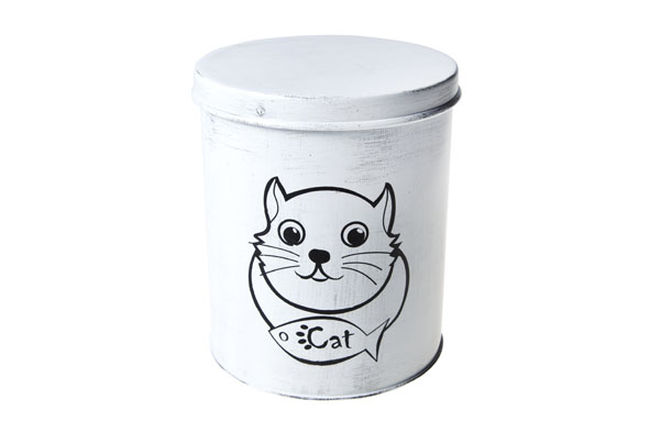 Voorraadtrommel voor kattenvoer wit Ø 15,5 x 18 cm