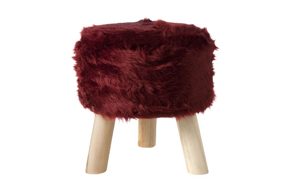 Kruk bordeaux rond wol Ø 35 cm