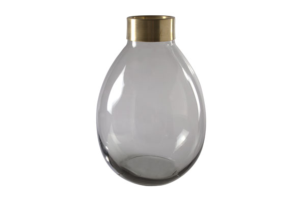 Vase grau Ballon Glas 22 x 22 x 32,5 cm