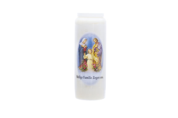 Noveenkaars 9 dagen Heilige Familie wit Ø 6 x H 18 cm