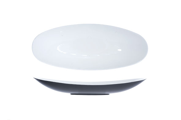 Glossy ovale Schale weiß Kunststoff 40 x 17 x 6 cm