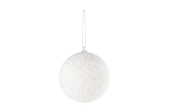 Weihnachtskugel Schneeglitzer weiß Ø 8 cm
