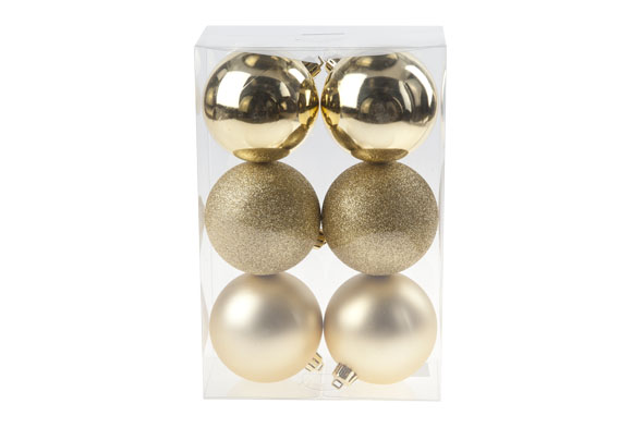 Kerstbal goud Ø 8 cm set van 6
