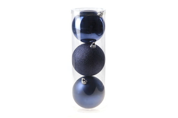 Kerstbal set van 3 nachtblauw Ø 15 cm