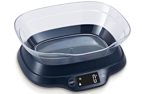 elektronische Küchenwaage mit Schüssel 1,2 l 5 kg blau