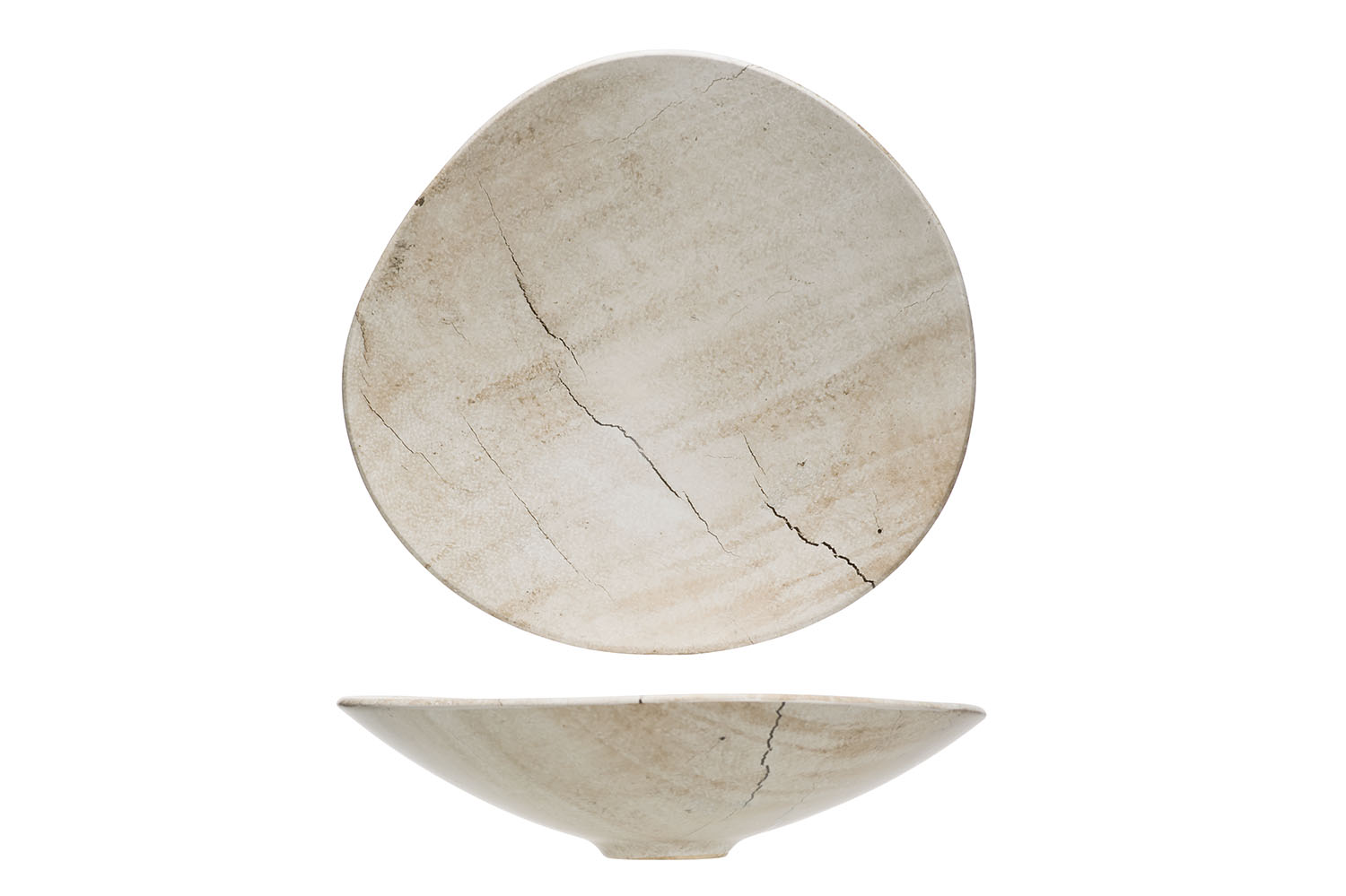 Lithos schaal 29,5 x 28 cm steengoed beige
