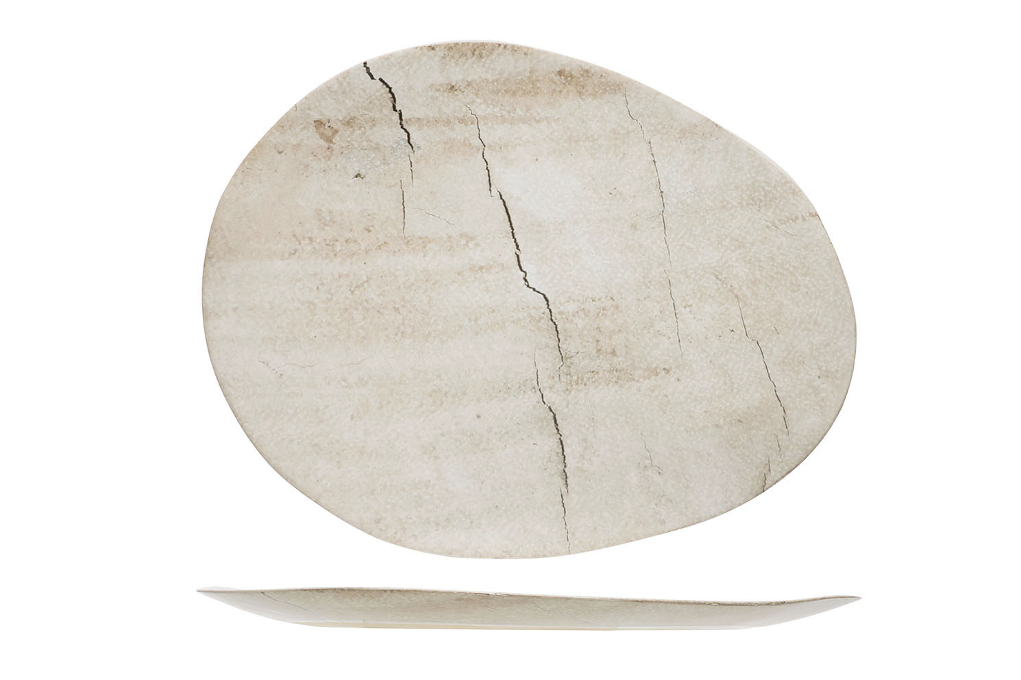 Lithos bord ovaal 27 x 21,2 cm steengoed beige