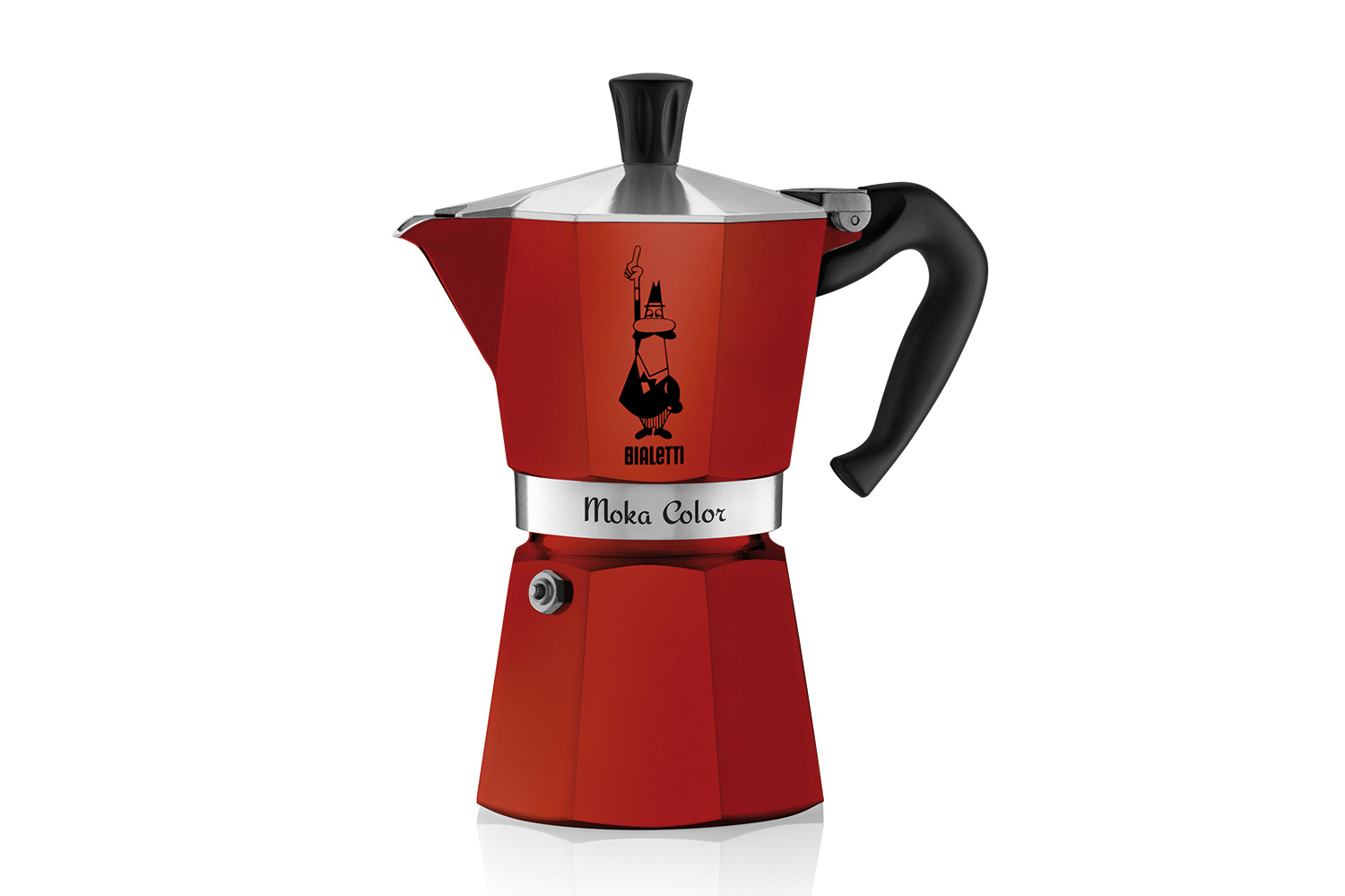 Moka koffiepot roestvrij staal rood 16,5 x 12,5 x 22 cm