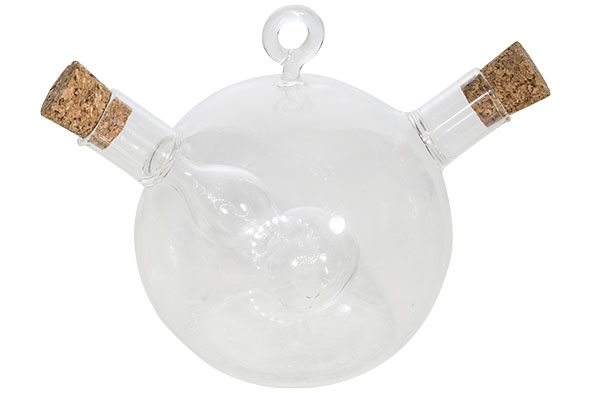 Öl- und Essigflasche mit Korken Ø 9 cm, Glas, weiß
