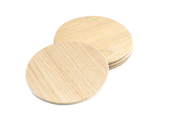 Set van 4 ronde houten glasonderglazen, Ø 10 cm