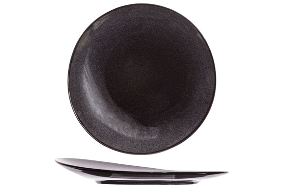 Zwart granieten plat bord, Ø 27 cm