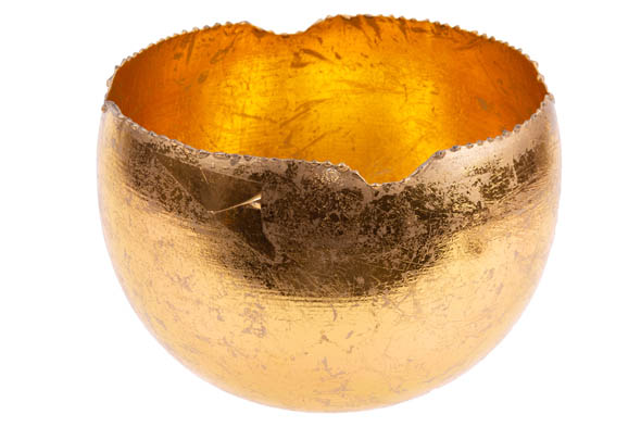 Theelichthouder goud Ø 15 cm, H 15 cm, rond, metaal