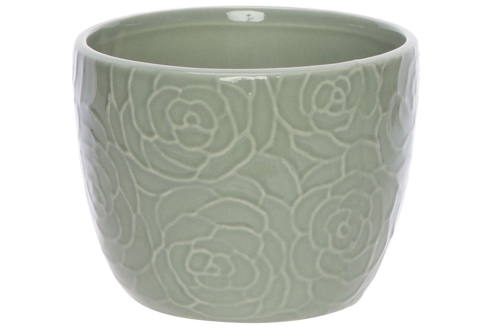 Bloempot, groen, conisch, Ø 13 x h 10 cm, dolomiet
