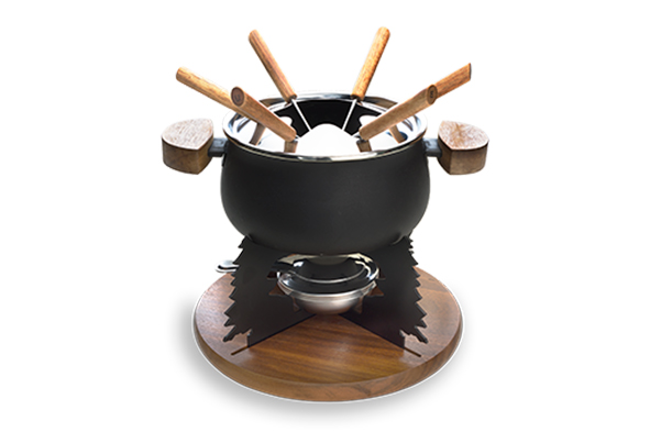 Fondueset Email schwarz 2 l