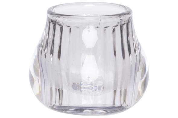 Teelichthalter grau Glas 8 x 8 x 6,8 cm