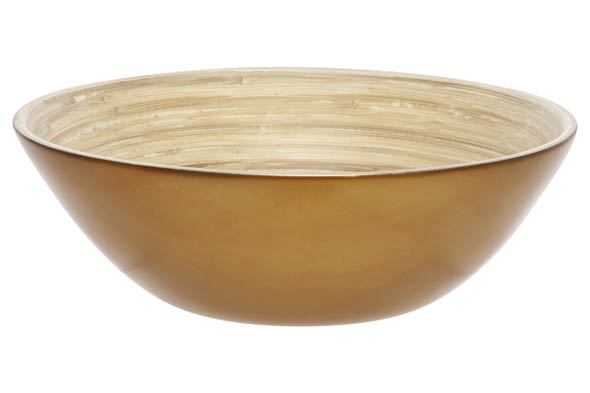 ronde schaal van bamboe goud 20 x 20 x 7 cm