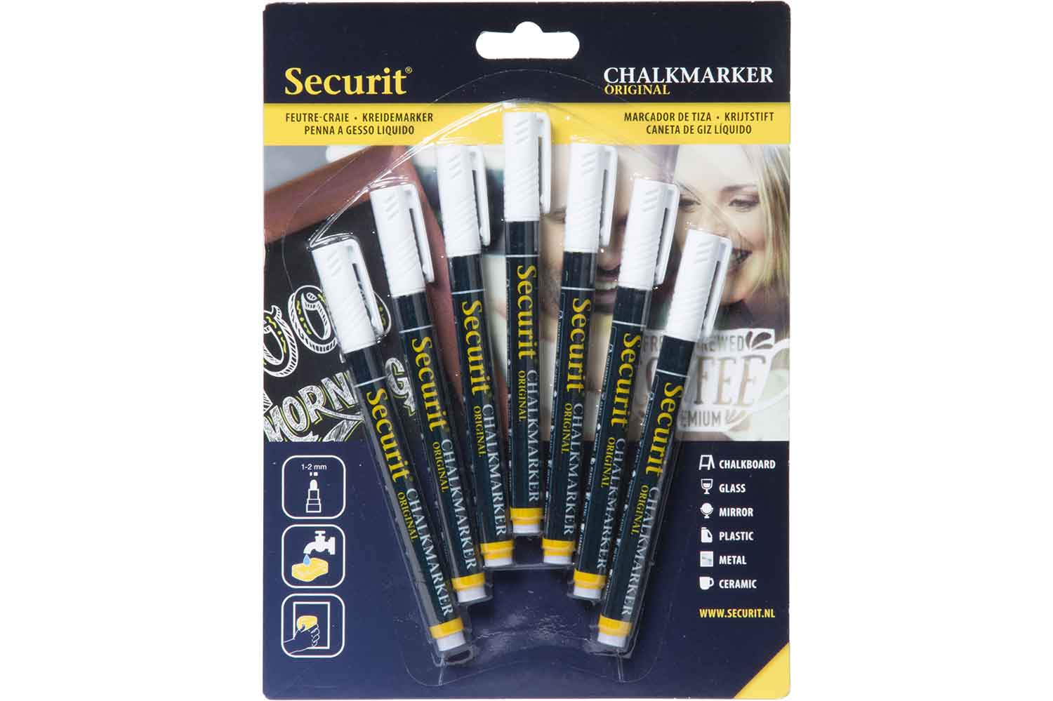 Krijtstift set van 7 liquid 1-2 mm wit