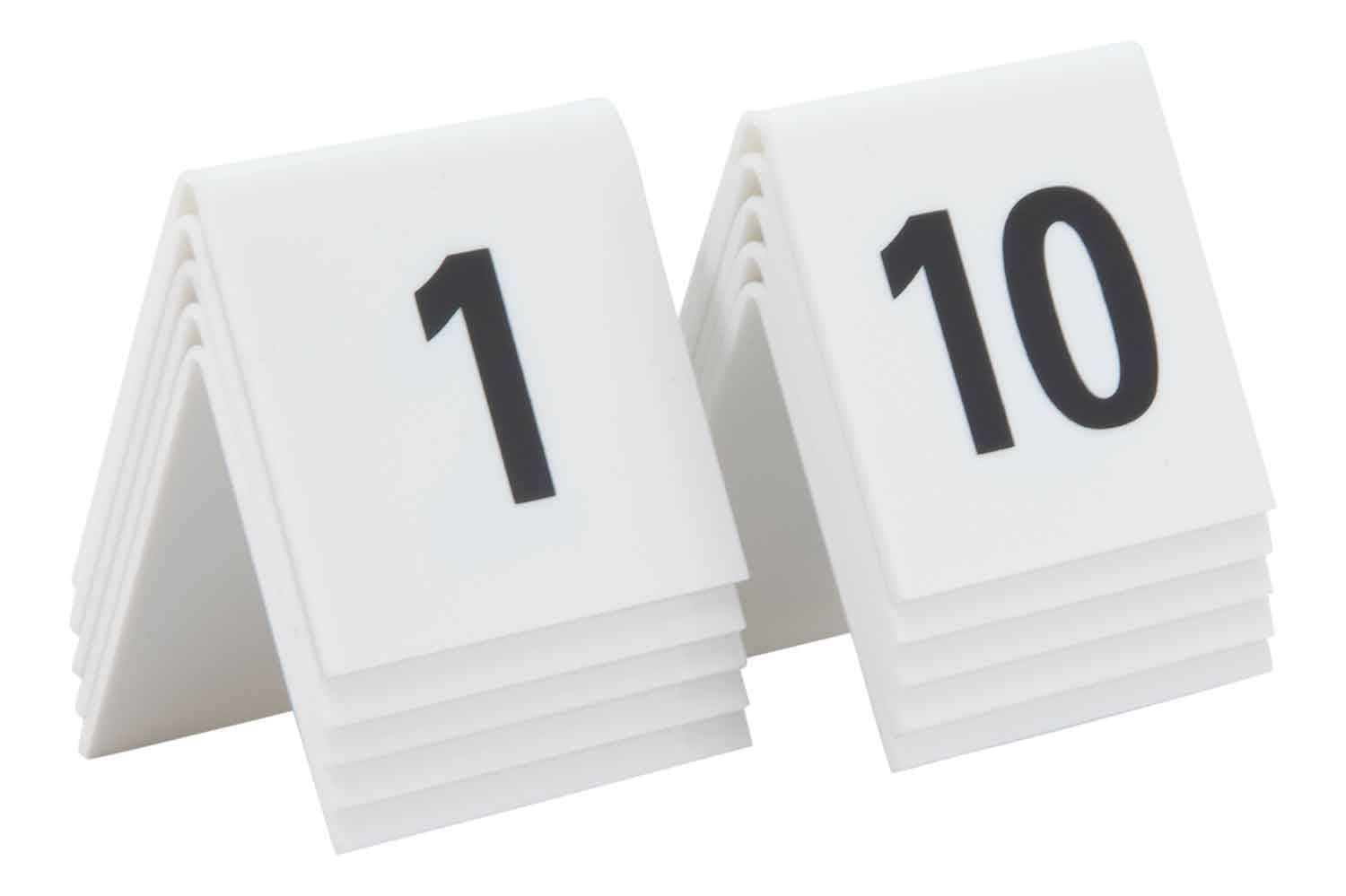 Set van 10 tafelnummers wit acryl 1-10 5,2 x 5,2 x 4,5 cm