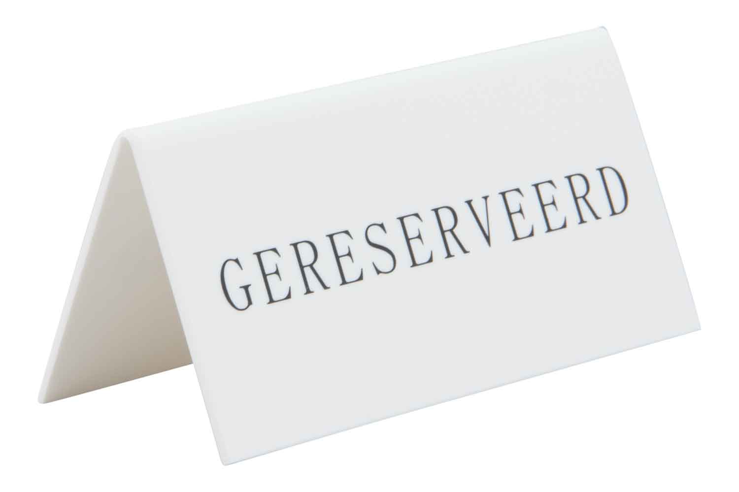 Set van 5 witte acryl tafelstandaard 'gereserveerd' 16 x 12,5 x 5 cm